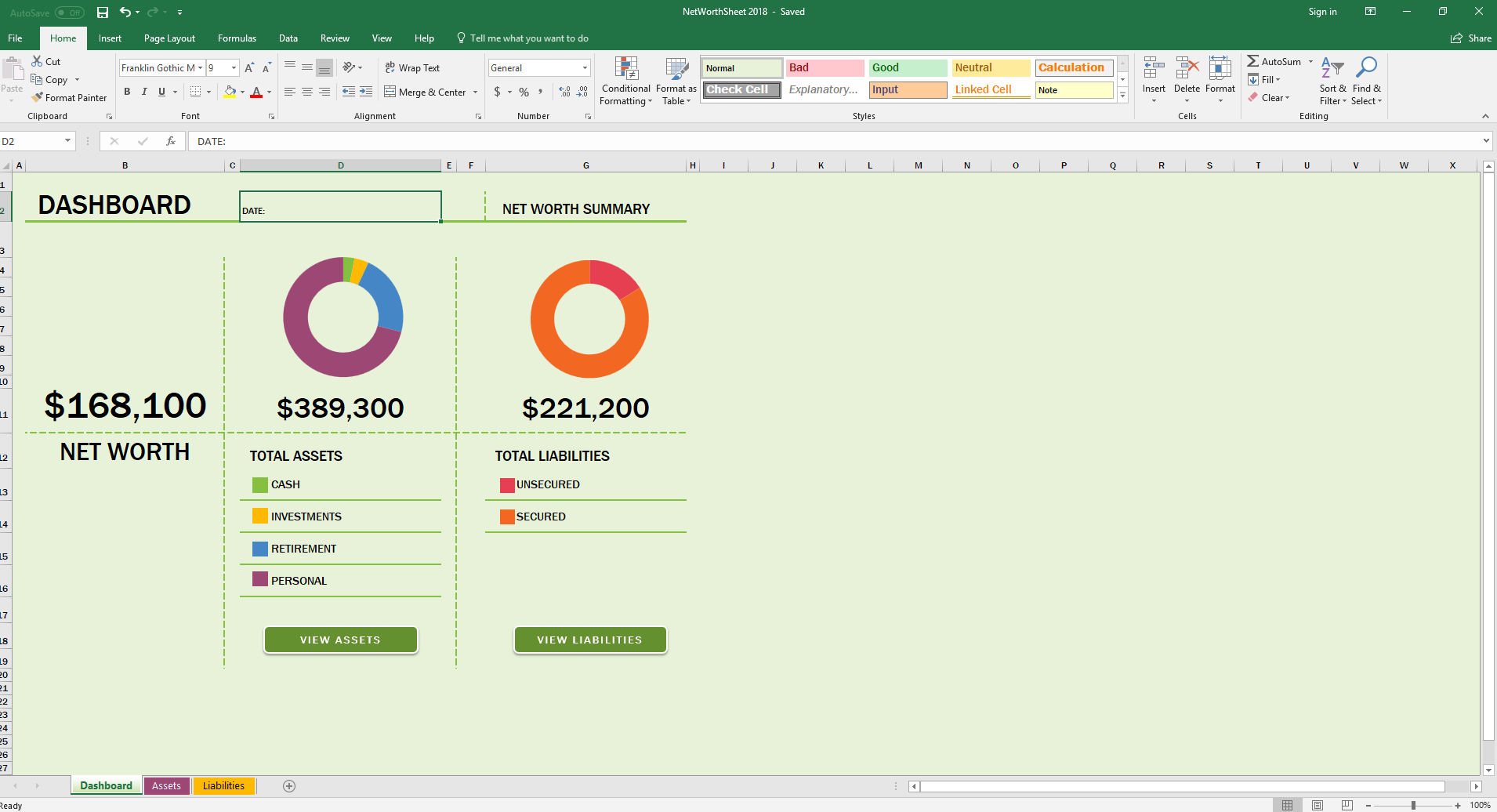 net worth tracking sheet